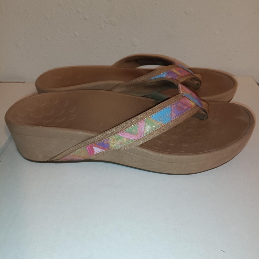 Vionic Tan Sandals with Colorful Straps
